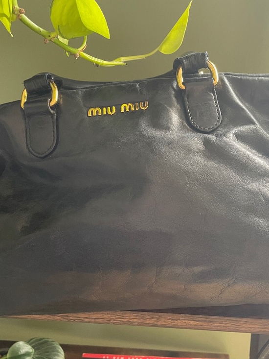 Miu Miu Handbags - Authentic Miu Miu Black Leather Satchel (Vitello Lux) – Crossbody Strap Included